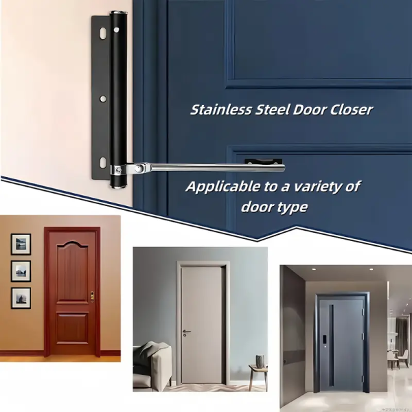 Easy-to-install Adjustable Stainless Steel Automatic Door Closer with Spring Buffer