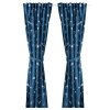 Curtains with tie-backs, 1 pair, space blue/white, 120x250 cm