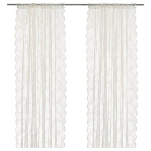 Net curtains, 1 pair, off-white/with rod pocket, 145x250 cm