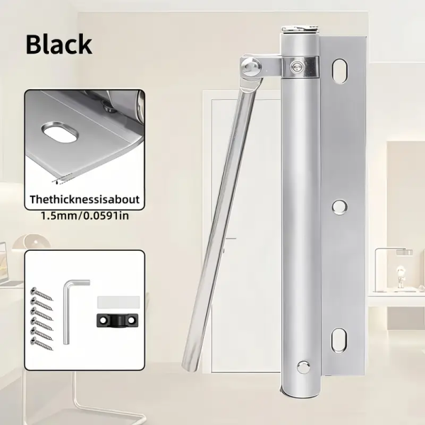 Easy-to-install Adjustable Stainless Steel Automatic Door Closer with Spring Buffer