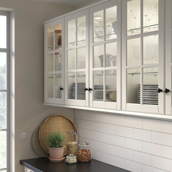 Glass door, off-white, 30x80 cm