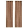 Curtains, 1 pair, dark beige/with heading tape, 145x250 cm