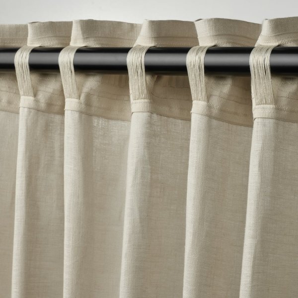 Curtains, 1 pair, linen/with heading tape, 145x250 cm