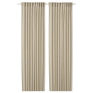 Curtains, 1 pair, linen/with heading tape, 145x250 cm