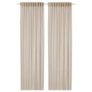Sheer curtains, 1 pair, light beige/with heading tape, 145x250 cm