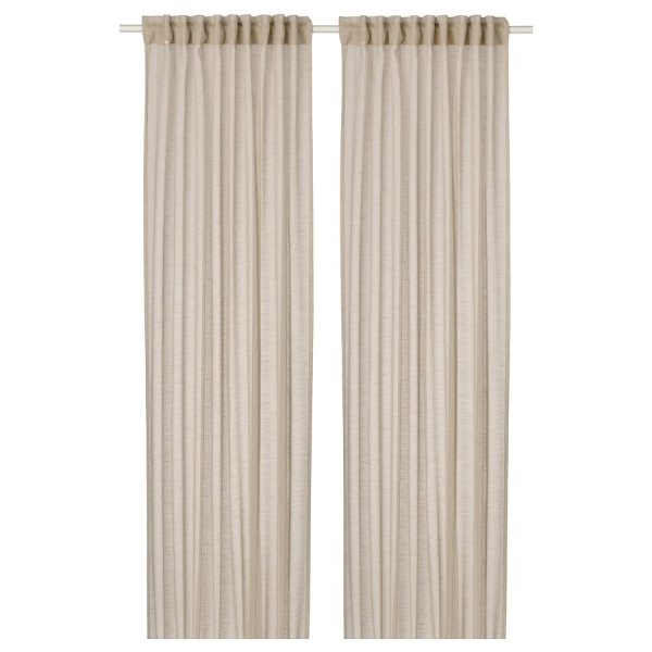 Sheer curtains, 1 pair, light beige/with heading tape, 145x250 cm