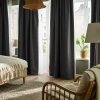 Block-out curtains, 1 pair, dark grey/with heading tape, 145x250 cm