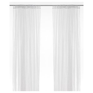 Net curtains, 1 pair, white/with rod pocket, 280x250 cm
