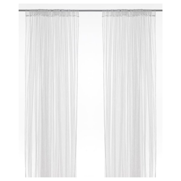 Net curtains, 1 pair, white/with rod pocket, 280x250 cm