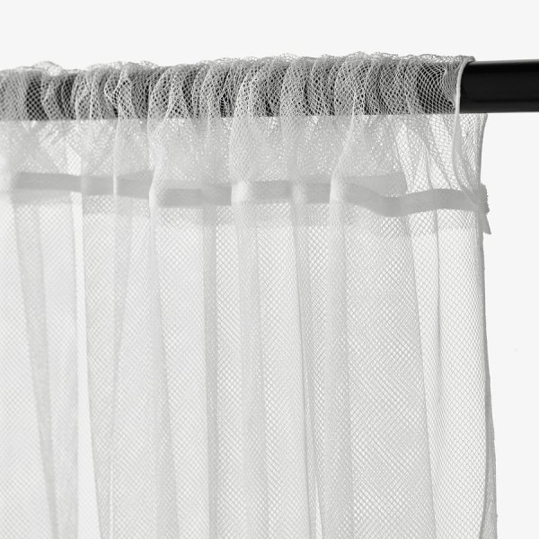 Net curtains, 1 pair, white/with rod pocket, 280x250 cm