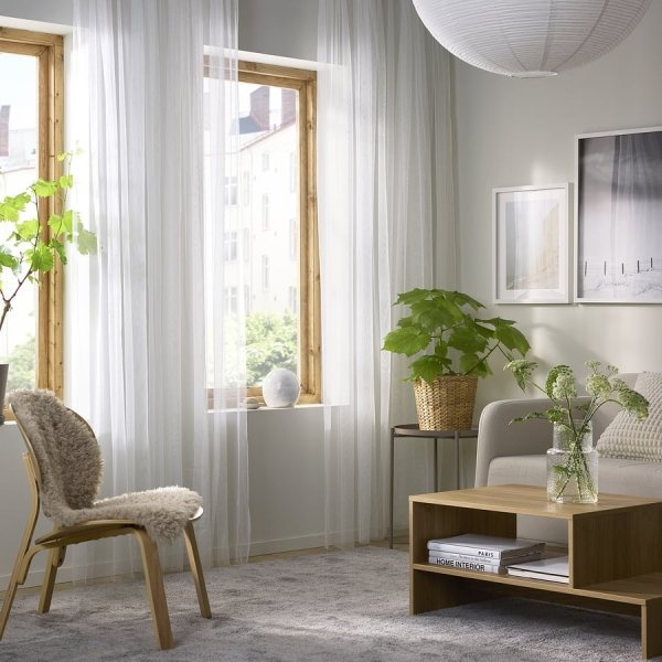 Net curtains, 1 pair, white/with rod pocket, 280x250 cm