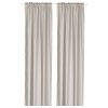 Curtains, 1 pair, beige/white dot pattern/with heading tape, 145x250 cm