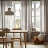 Curtains, 1 pair, beige/white dot pattern/with heading tape, 145x250 cm