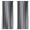 Block-out curtains, 1 pair, grey/with heading tape, 145x250 cm