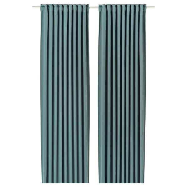 majgull-room-darkening-curtains-1-pair-dark-grey-turquoise-with-heading-tape__1279753_pe931522_s5.jpg Room darkening curtains, 1 pair, dark grey-turquoise/with heading tape, 145x250