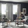 Room darkening curtains, 1 pair, light grey/with heading tape, 145x250 cm