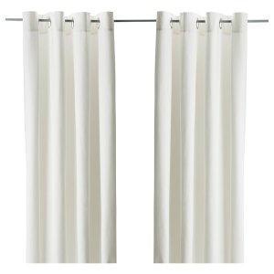Room darkening curtains, 1 pair, white/with eyelets, 145x250 cm