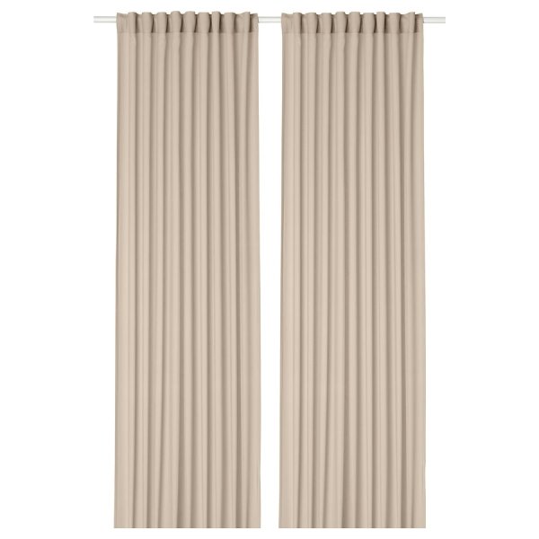 Sheer curtains, 1 pair, beige/with heading tape, 145x250 cm