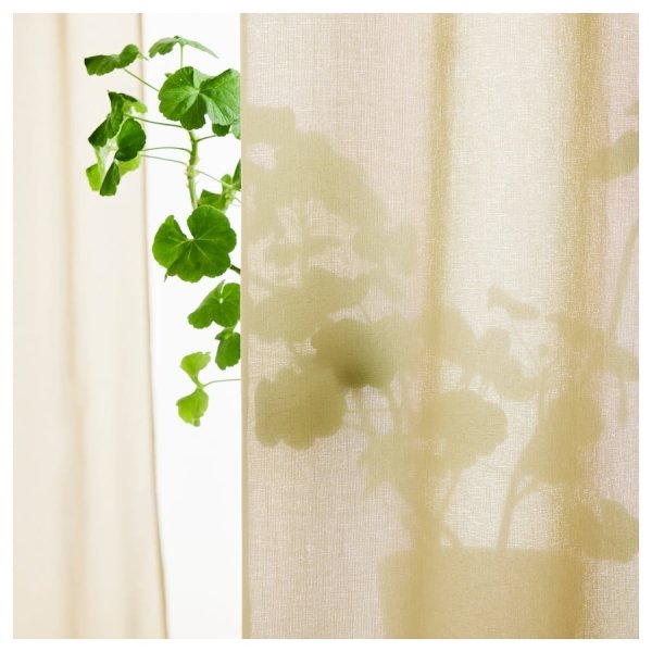 Sheer curtains, 1 pair, beige/with heading tape, 145x250 cm