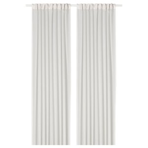 Sheer curtains, 1 pair, white/with heading tape, 145x250 cm