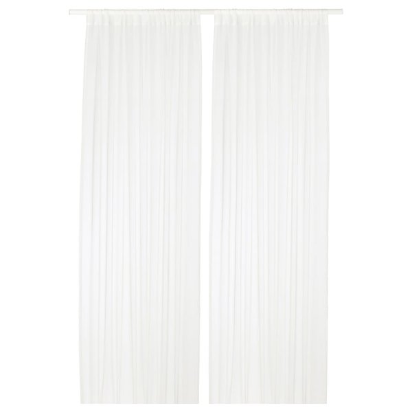 Sheer curtains, 1 pair, white/with rod pocket, 145x250 cm