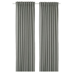 Room darkening curtains, 1 pair, dark green/with heading tape, 145x250 cm