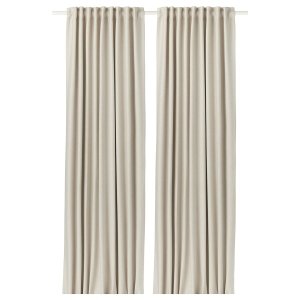 Room darkening curtains, 1 pair, beige/with heading tape, 145x250 cm