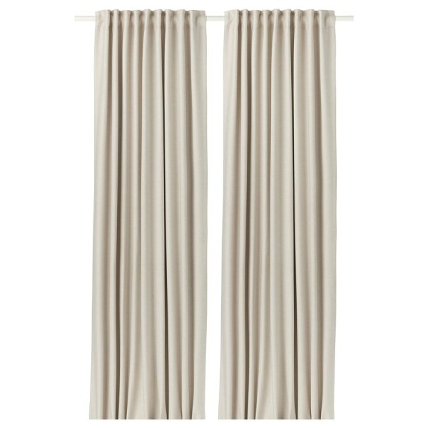 Room darkening curtains, 1 pair, beige/with heading tape, 145x250 cm