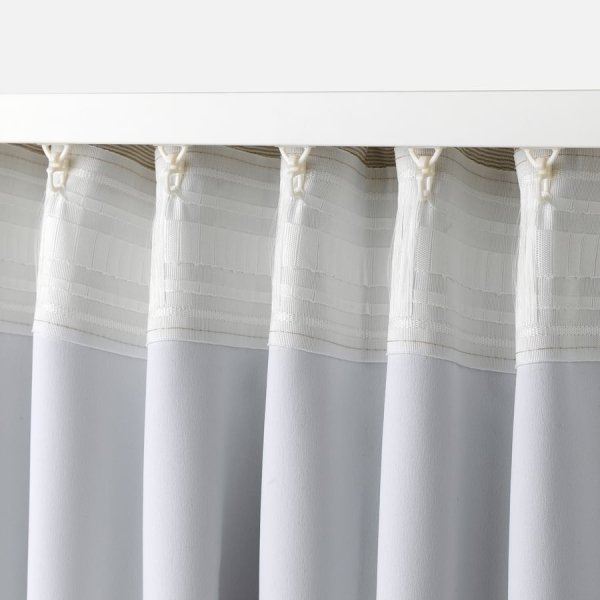 Room darkening curtains, 1 pair, beige/with heading tape, 145x250 cm